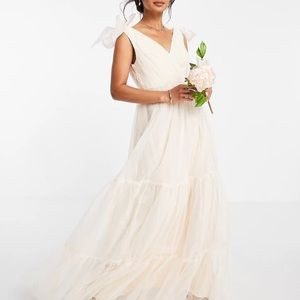 ASOS tulle bow tie tiered maxi dress